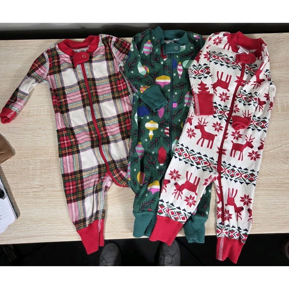 Hanna Andersson Christmas Pajamas pjs Size 0-3M 50cm Organic Cotton Holiday